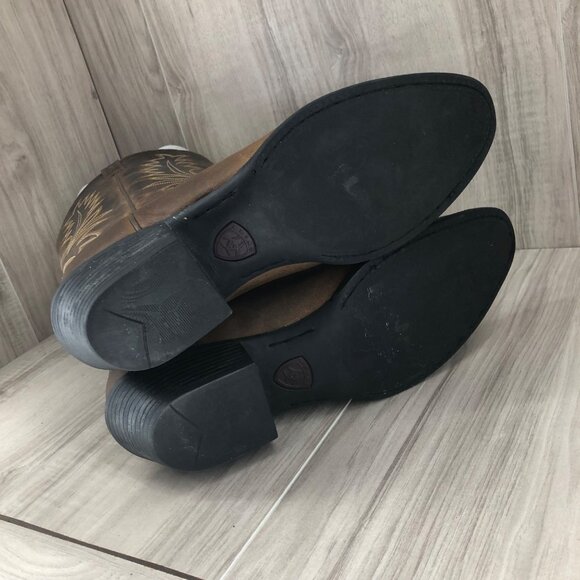 Ariat Boots Womens 9.5B Heritage Brown Leather Pull On Cowboy Western - Picture 9 of 10